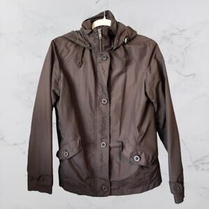 Lands' End Brown Removable Hooded Jacket XS * pockets